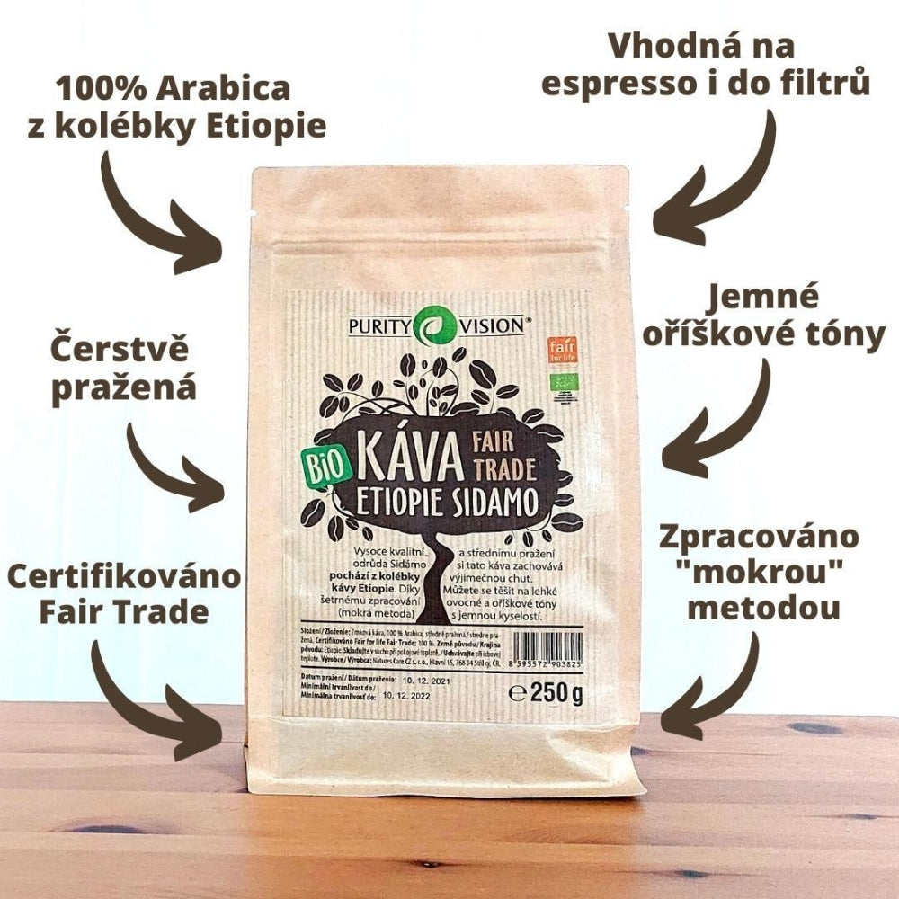 Fair Trade bio kávébabot Etiópia Sidamo 1 kg